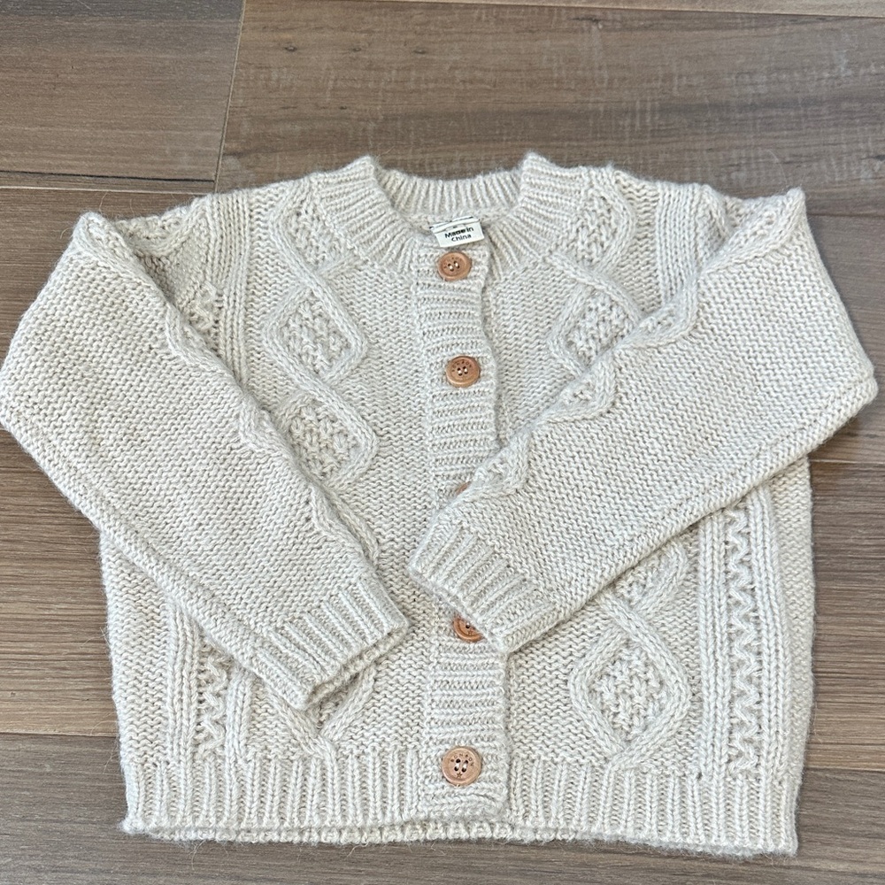 Bonton Cream Knit Sweater with Wooden Button